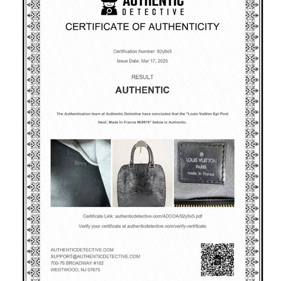 LOUIS VUITTON Paris Montaigne Epi Pont Neuf Leather Black Clutch Charm BAG - Picture 3 of 16